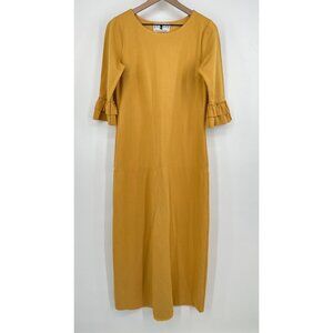 Dainty Jewells Maxi Dress Women Medium Yellow Short Ruffle Sleeve Stretch
